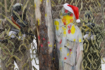 paintballs in the winter in christmas days.