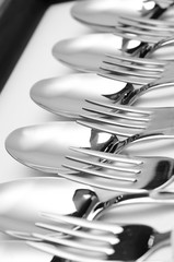 shiny fork and spoons