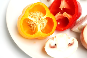 sliced peppers with mushroom