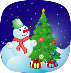 cheerful snowball on a christmas background