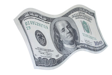 falling down 100 dollar note