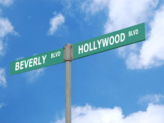 hollywood and beverly blvd signpost