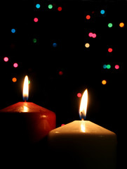 two christmas candles