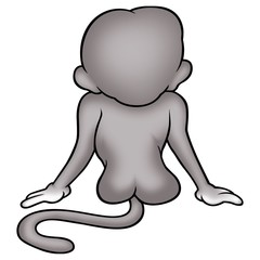 monkey from the back gray