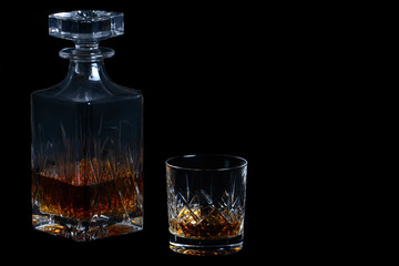 whiskey bottle and glass