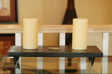candles in a tray