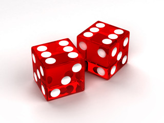 two red glass dices
