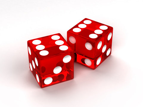 two red glass dices