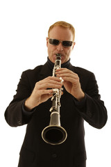 Naklejka premium man playing clarinet