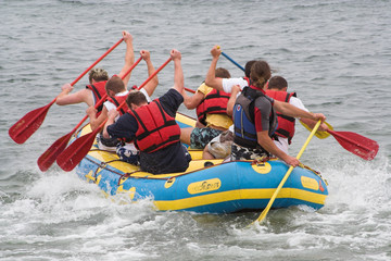 paddling hard