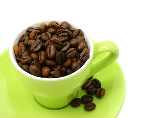 coffee beans cup isolated on white (clipping path included)