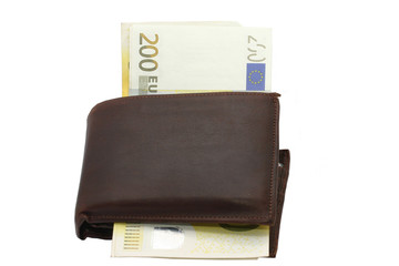 wallet with 200 euroes bills
