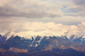 Fototapeta na wymiar panoramic landscape with mountains, red polyana