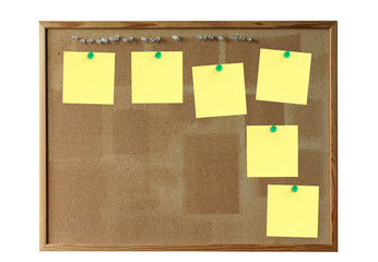 cork board with empty post-its
