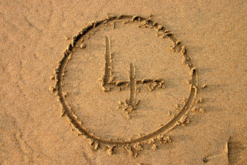 the number 4 written on the beach.  part of a coun