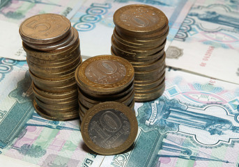 three stacks of coins