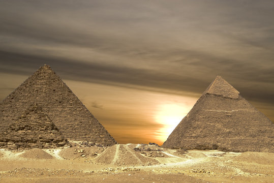pyramids sunset drama