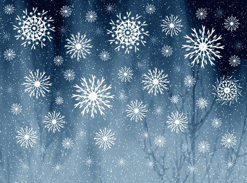 snowflakes on misty grey picture