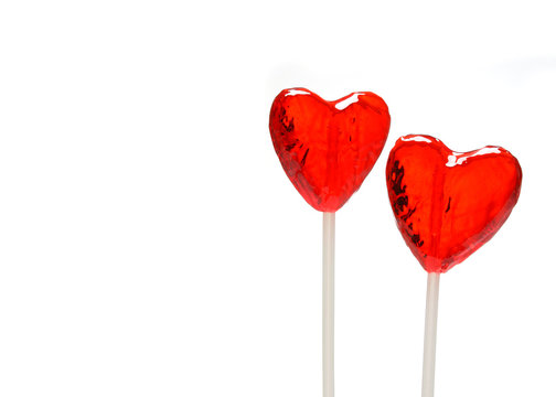 two heart shaped lollipops for valentine