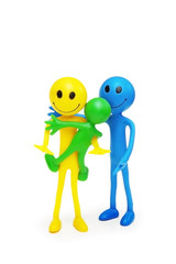 happy family of smilies isolated on white