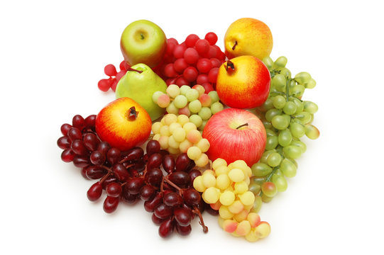 selection of fruits isolated on the white