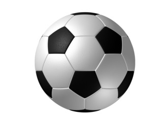 ballon de football isolé, noir et blanc