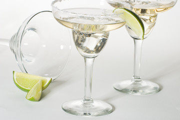 3 martini glasses with cocktails
