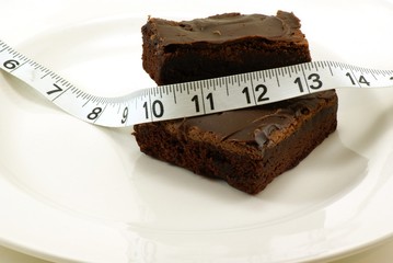 brownie with measuring tape