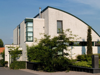 modern suburban house.
