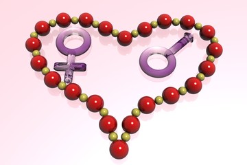 celebratory ornaments in the form of heart