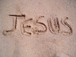 jesus written on sand