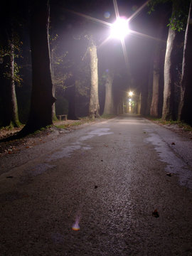 long alley at night