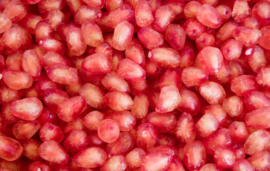 close-up of juicy pomegranate seeds