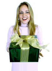 young lady with gift
