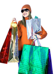 young lady with gifts (christmas or birthday)