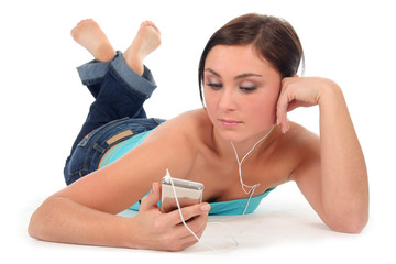 woman listening to music