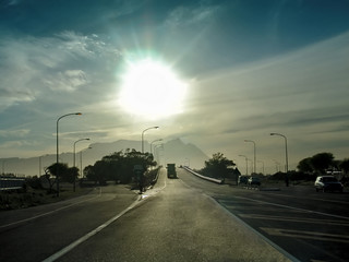 sunset, highway road