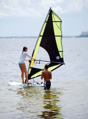 Naklejka premium windsurfing novice