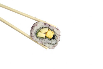 japanese roll in chopsticks
