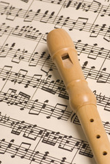 wooden flute and music