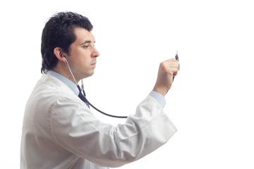 hospital doctor holding a stethoscope