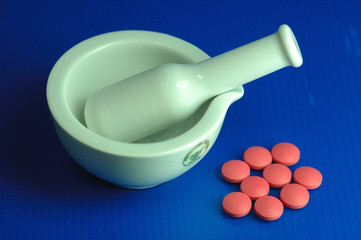 mortier et comprimes