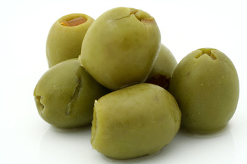 real macro of a few olives