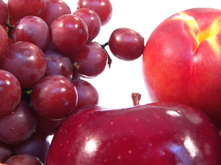 apple, apricot and grapes