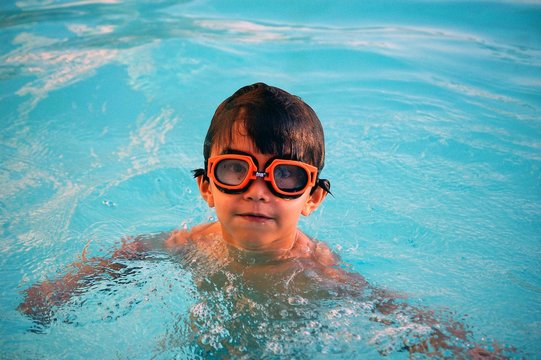 boy in a swimming pool