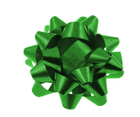 green bow on pure white background