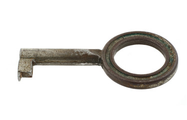 vintage key on pure white background