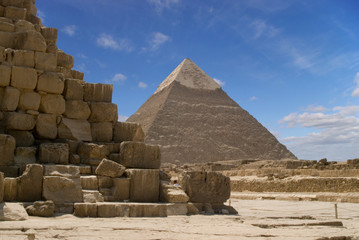 pyramid under a blue sky