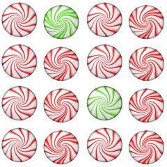 red and white and green and white mints