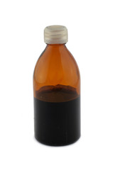 small glass bottle on white